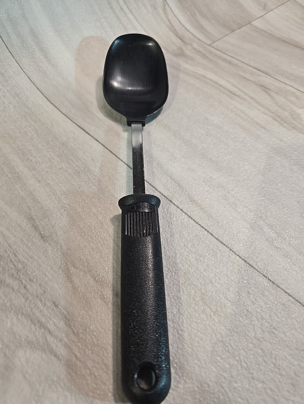 EKCO Heat Resistant Spoon Black Handle Stainless Vintage Utensil USA 400° Safe
